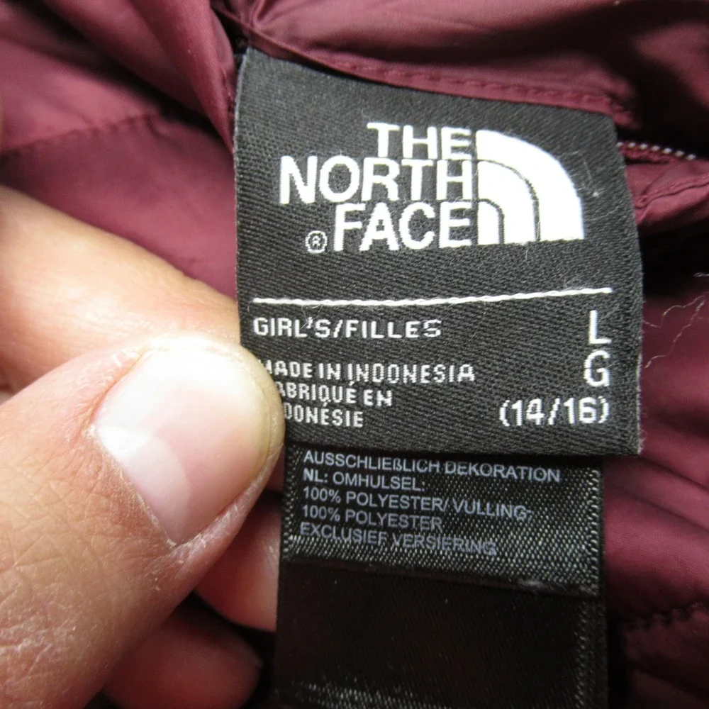 The North Face Jacket Girl Large Maroon Reversible Mossbud Insulated Puffer READ